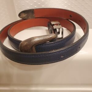 Sterling Silver Blue Leather Belt Alan Hykes Sterling Silver Vintage 14k